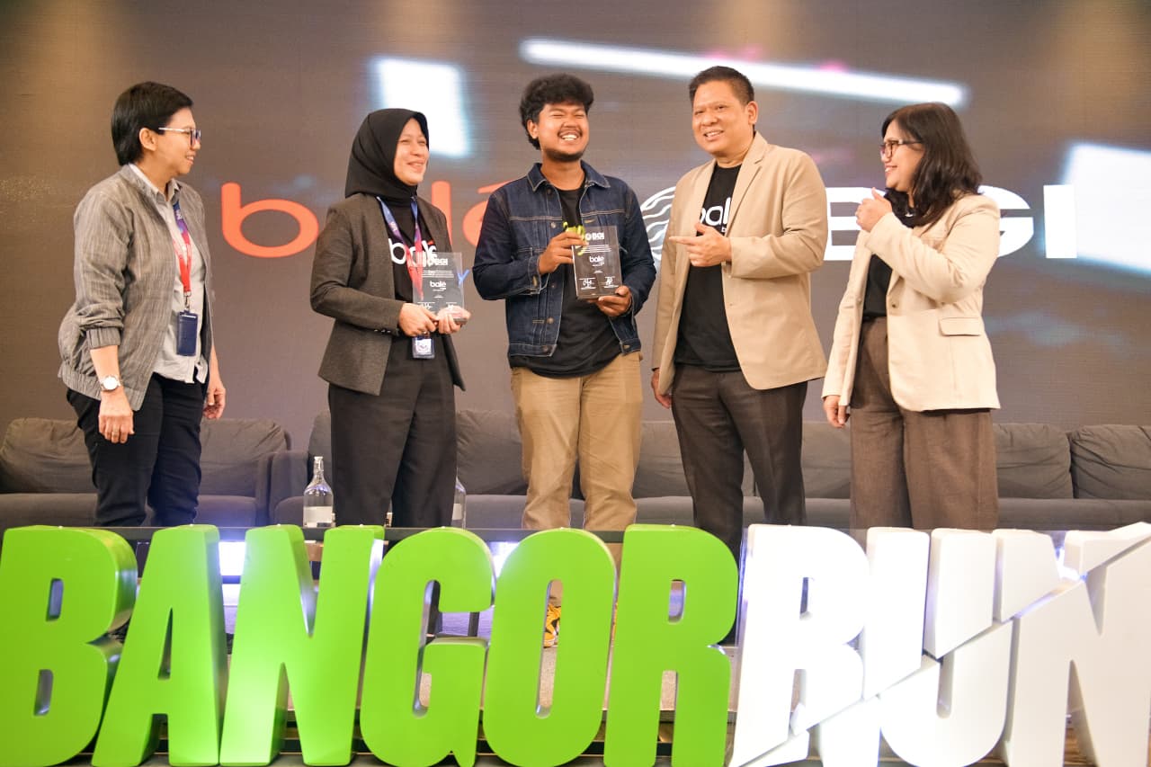 SEVP Digital Business BTN Thomas Wahyudi (dua dari kanan) bersama Festival Director Bangor Fest Amar (tengah) didampingi Marketing Communication Division Head BTN Farida Andriani (kiri), Digital Banking Sales Division Head BTN Utaminingsih (dua dari kiri), dan Regional Office Head (Kanwil) Jakarta 1 Tiana Elma Hetty (kanan) dalam jumpa pers Bangor Fest Vol.4 dan Bangor Run di Jakarta, Rabu (15/7).